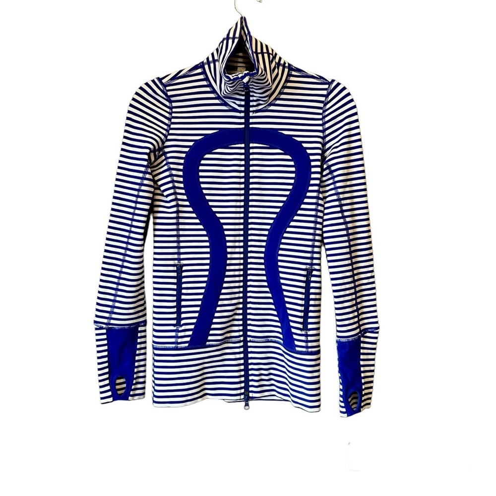 Lululemon  Activewear Striped Zip Up Blue and White